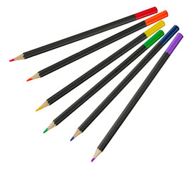 colored pencils laid out with LGBT flag, isolated on white background