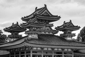 black and white temple