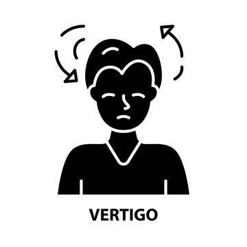 vertigo icon, black vector sign with editable strokes, concept illustration