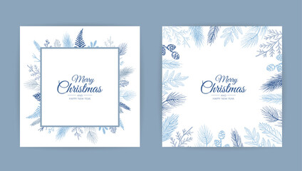 Vector Christmas Cards Set. Holiday Party Card Templates Design