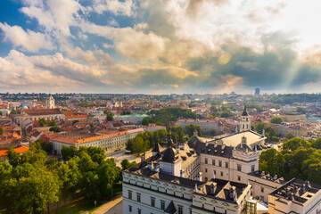 Fototapeta premium Aerial view on Vilnius, the capital of Lithuania.