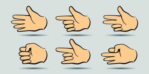 Set hands on grey background. Vector Illustration and icon. 