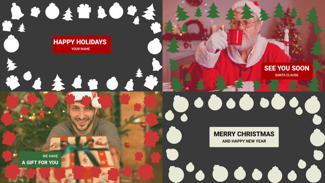 Greetings with Christmas Icons Overlay