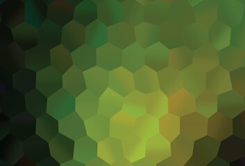 Fototapeta na wymiar Dark Green, Yellow vector pattern with colorful hexagons.