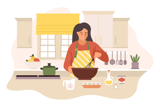 mother, breakfast, organic, interior, ingredients, pretty, health, standing, bowl, apron, portrait, taste, white, smiling, recipe, family, contemporary, women, table, beautiful, design, adult, cartoon