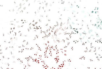 Light green, red vector pattern with chaotic shapes.