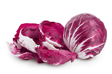 Obraz premium Fresh red radicchio salad isolated on white background with clipping path and full depth of field
