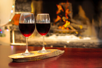 alcohol, autumn, background, beautiful, beverage, bonfire, burgundy, burn, cabernet, celebrate, celebration, christmas, comfortable, country, couple, cozy, decoration, drink, evening, fire, fireplace,