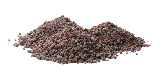 Pile of Himalayan black salt isolated on white