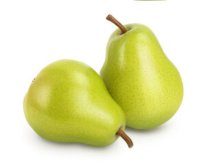 Green pear fruit isolated on white background with clipping path and full depth of field