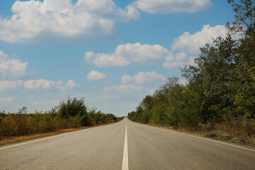 Fototapeta na wymiar Beautiful view of empty asphalt highway. Road trip