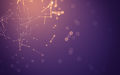 Abstract background. Molecules technology with polygonal shapes, connecting dots and lines. Connection structure. Big data visualization.