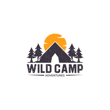 Camp logo for adventure or outdoors vector