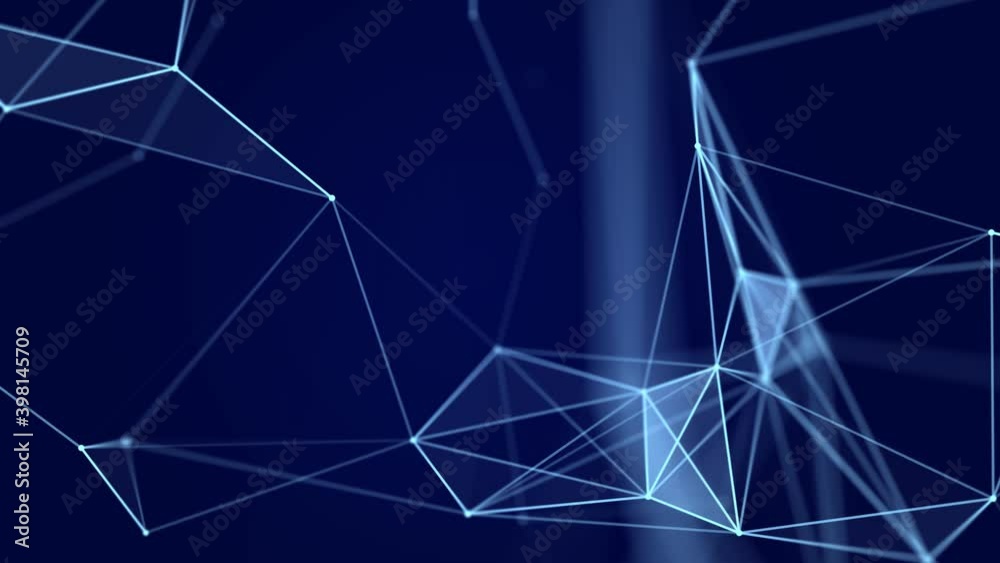 Aufkleber Abstract background with moving lines and dots. Network connection structure. Data exchange. 3D seamless loop.