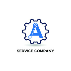 Initial logo with Letter A Wrench and Gear Icon vector for mechanic, setting, repair, and service company