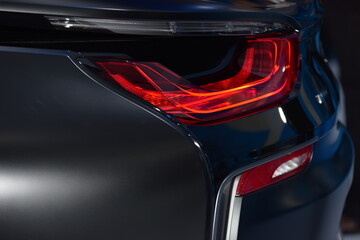 Beautiful parts of the new car. Car headlights, headlights, body lights, modern and sporty look
