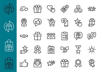 Simple Set Feedback, reviews thin line icons. Evaluation, review, STAR, LIKE and much more, Editable stroke. Vector illustration