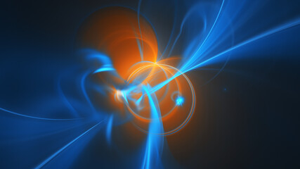 3D illustration of abstract fractal for creative design looks like glare spheres.