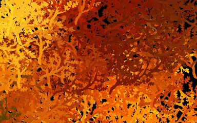 Dark Orange vector doodle layout with trees, branches.