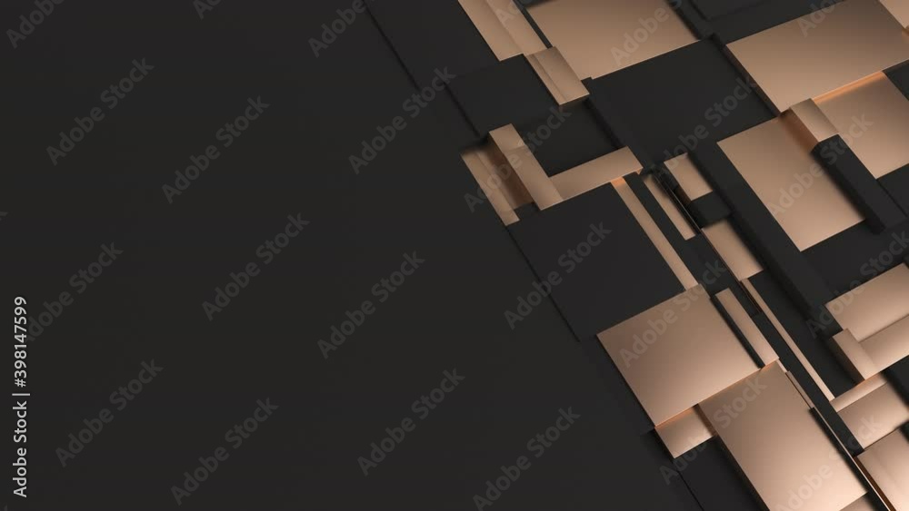Aufkleber black and golden moving tessellated rectangular surface. abstract background with wobbling scaling f