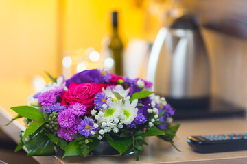 Beautiful flowers in the pot interior decoration.