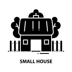 small house icon, black vector sign with editable strokes, concept illustration