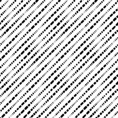 Dotted lines vector seamless pattern. Diagonal grunge brush strokes, straight stripes or lines. Black ink striped hand drawn background. Small rectangle shapes. Doodle geometric pattern.