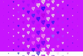 Light Blue, Red vector texture with lovely hearts.