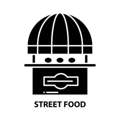 street food icon, black vector sign with editable strokes, concept illustration