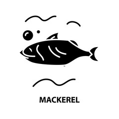 mackerel icon, black vector sign with editable strokes, concept illustration