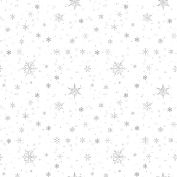Grey snowflakes on white background, Seamless pattern for wallpaper, wrapping, scrapbooking