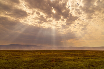 Naklejka na ściany i meble God Rays, Ngorongoro Crater, Tanzania, Africa