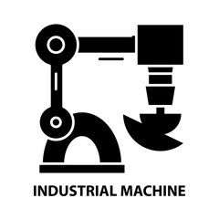 industrial machine icon, black vector sign with editable strokes, concept illustration