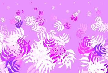 Light Pink, Blue vector elegant background with leaves.