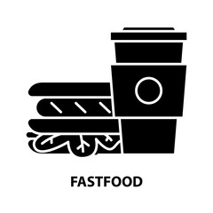 fastfood symbol icon, black vector sign with editable strokes, concept illustration