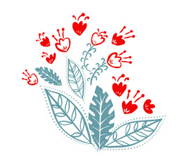 Red lilies. Stylized simple flowers. Vector illustration