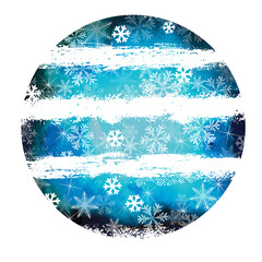Blue round and striped background with snowflakes. Merry Christmas. Beautiful Christmas background. Vector illustration