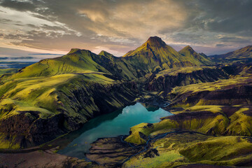 View of the Uxatindar in the Southern Highlands of Iceland in August 2020