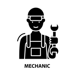 mechanic icon, black vector sign with editable strokes, concept illustration