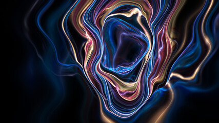 3D illustration of abstract fractal for creative design looks like liquefied pearl.