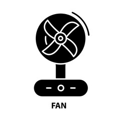 fan symbol icon, black vector sign with editable strokes, concept illustration