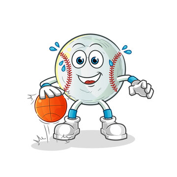 recommend clip art: baseball dribble basketball character. cartoon mascot vector