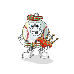baseball scottish with bagpipes vector. cartoon character