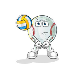 baseball play volleyball mascot. cartoon vector