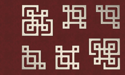 Metal corners for the image on a red background