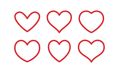 Heart vector icons collection. Linear hearts set. Valentine's day and love symbols.