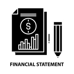 financial statement icon, black vector sign with editable strokes, concept illustration