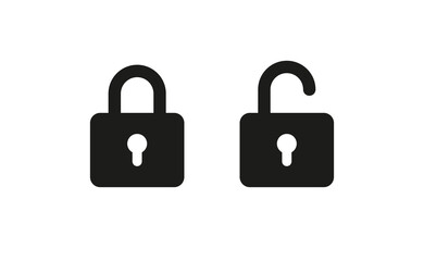 Lock icon in flat style. Security symbol vector illustration. Padlock open an closed.
