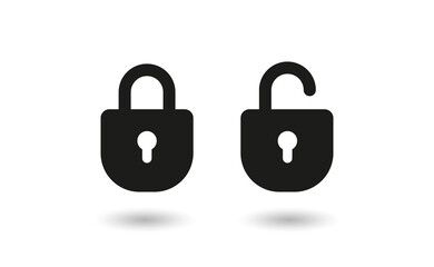 Lock icon in flat style. Security symbol vector illustration. Padlock open an closed.