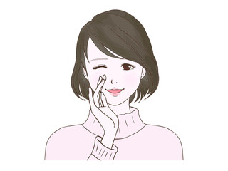 冬服の女性_正面_内緒話